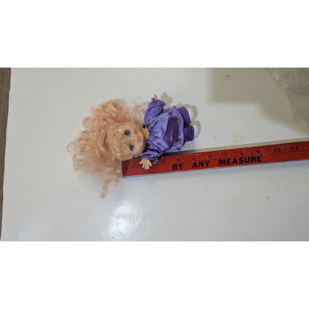 Vintage 1991 Cititoy Mini‎ Doll Blonde Glitter Hair Purple Outfit 5 Inch
